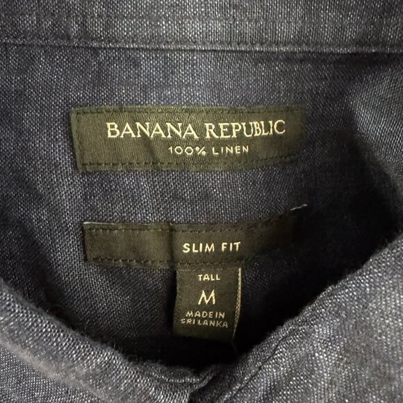 Banana Repulic Linen Button Front Shirt Medium Tall Short Sleeve NWT TP-3483 - Picture 8 of 10